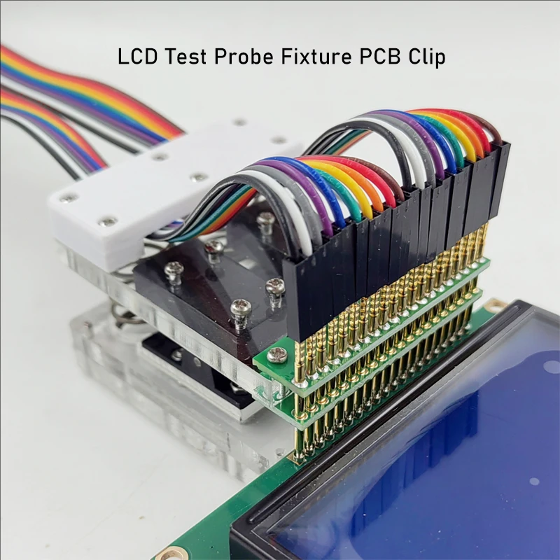 12864 LCD Screen Test Probe Fixture PCB Clip Programing 20P/19P/18P/17P LCD Fixture 2.54mm Pitch Arylic +PCB Welded One Row