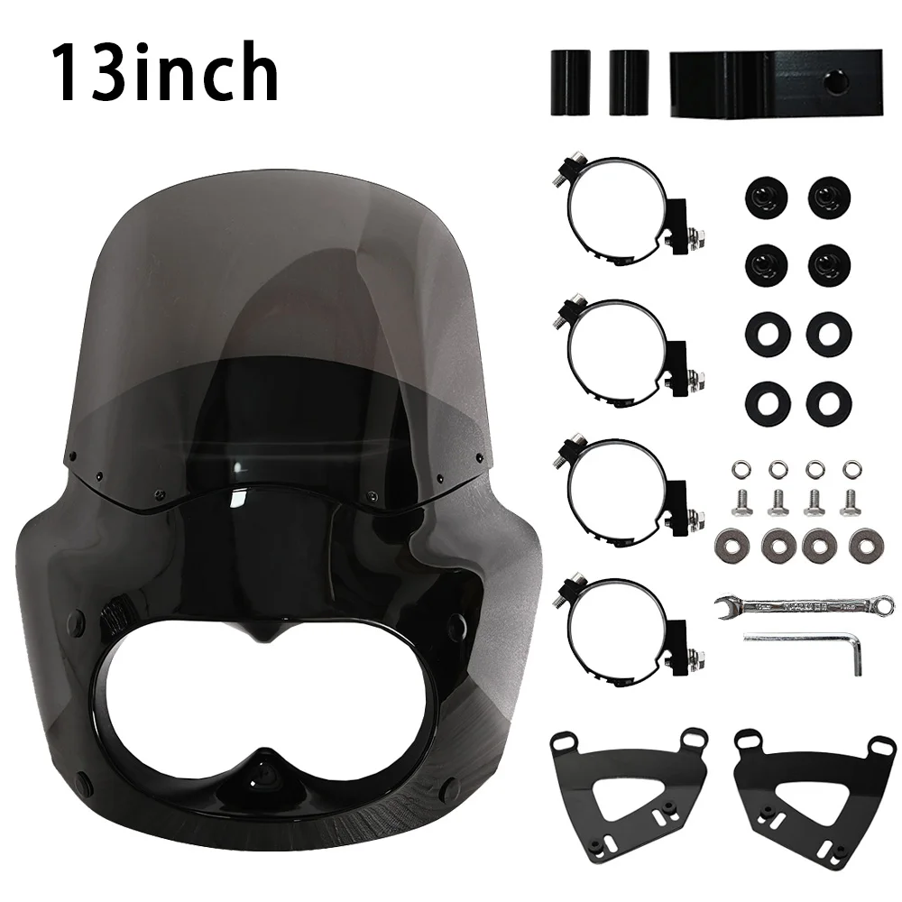 

11 13 15 inch Clear Red PC Windshield Windscreen&Club Style Fairing with Bracket for Harley Davidson Dyna Fat Bob FXDF 2008-2017