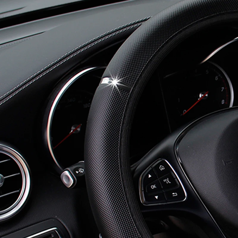 Car Steering Wheel Cover PU Leather Flash Bar Comfortable Elastic Band Handle Cover Car Interior Accessories 3-38CM