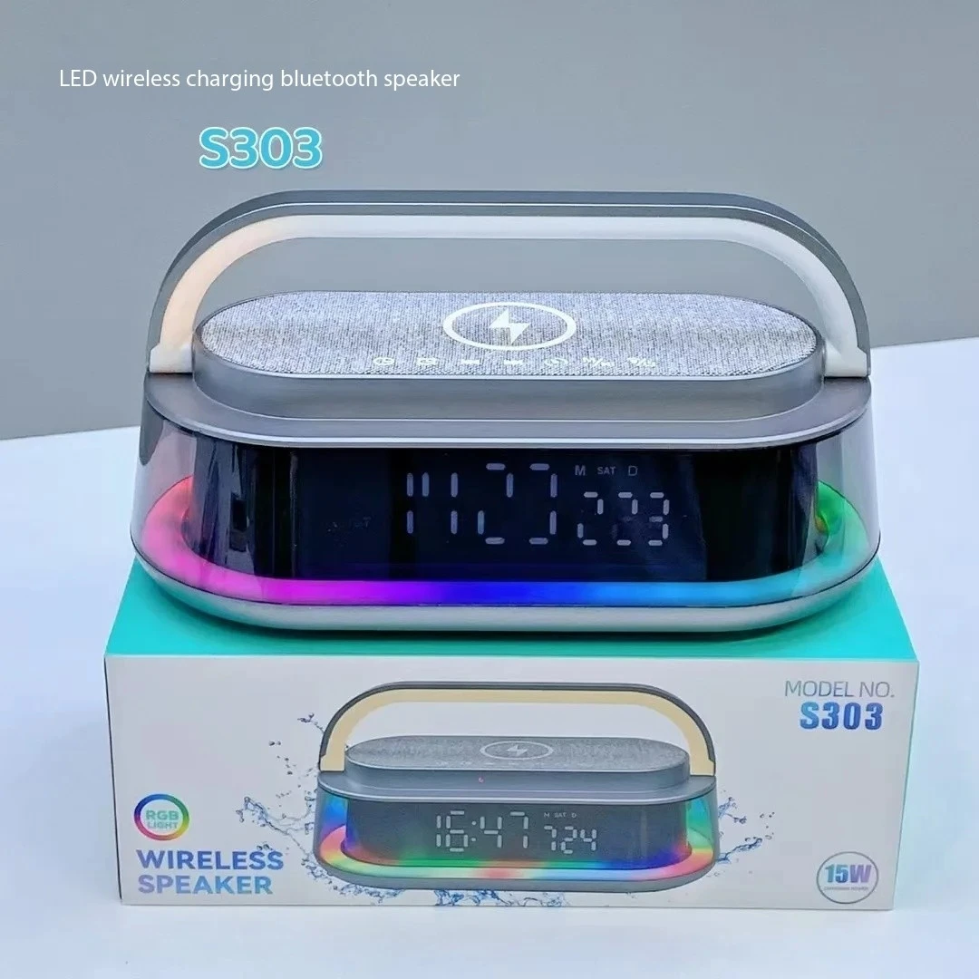 

Home Multifunctional Bluetooth Speakers Mobile Phone Wireless Charger Bedroom Bedside Music Desk Lamp LED Digital Clock Display