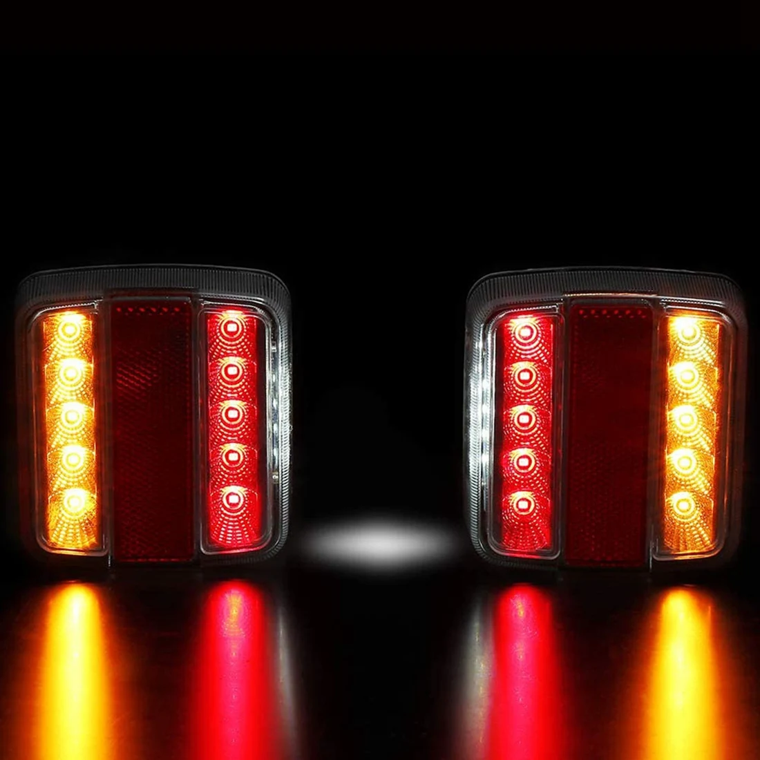 LED Trailer Rear Lights Set ,12V 14 LED Marker Truck Waterproof Lamps Brake Light for RV Caravan Tractor Van 2Pcs