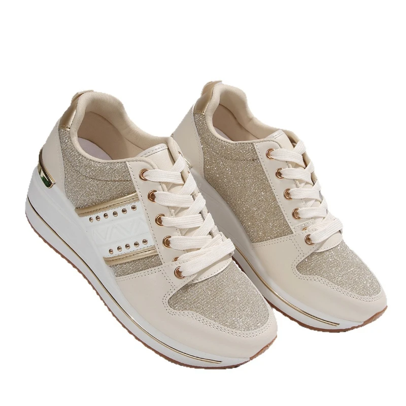 أحذية رياضية نسائية ذات نعل سميك، أحذية نسائية ذات تصميم ذهبي، أحذية رياضية كاجوال مريحة، أحذية كاجوال جديدة Zapatos De Mujer #6