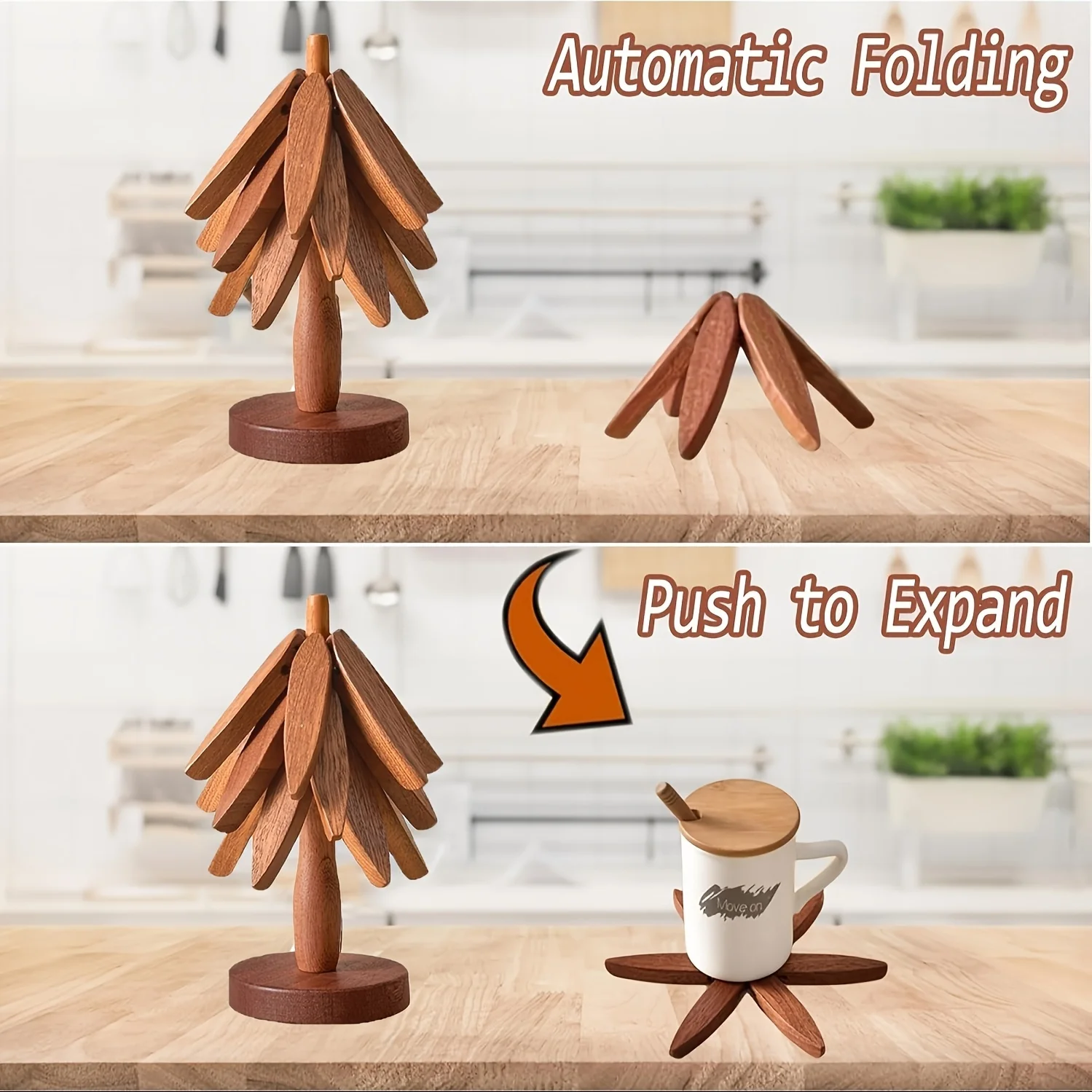 1 Piece Of Christmas Tree Walnut Colored Heat-Resistant Coaster - Pot Bowl Rack, And Restaurant Coaster, Outdoor Cooking