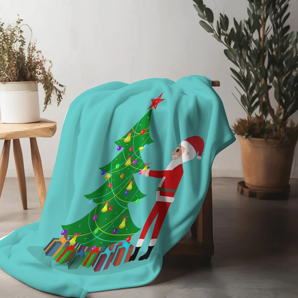 

Tu Christmas Throw Blanket Cozy Flannel Fleece Soft Warm Holiday Decor Gift Festive Winter Home Decoration Bedspread Reindeer Sa