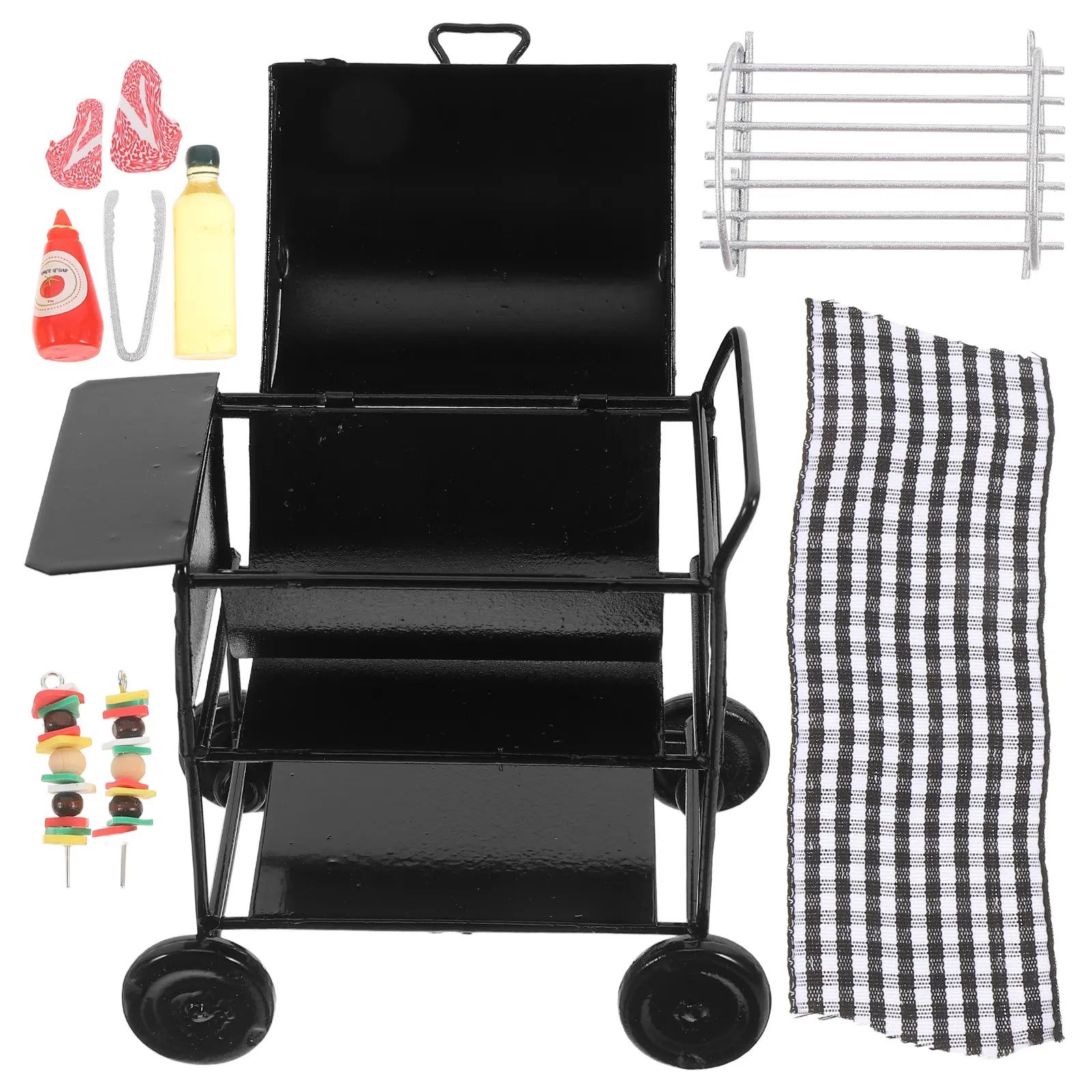 

1 Set Mini Bbq Rack Miniature Barbecue Grill Compact Simulation Grill Decor Mini House Decoration for Pretend Play