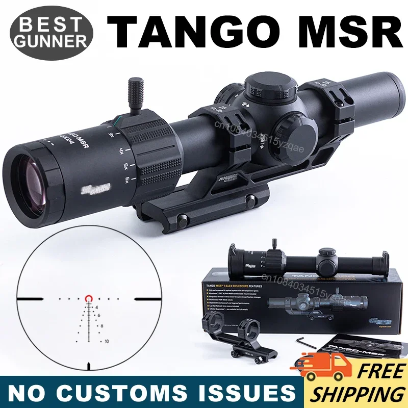 TANGO-MSR LPVO 1-6X24MM Second Focal Plane(SFP) Riflescope w/30mm ALPHA-MSR Mount Tactical Optical Spotting Scope For Hunting