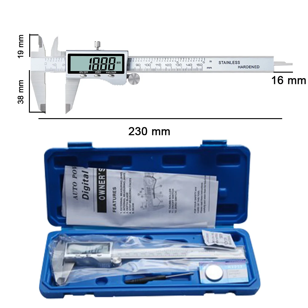 150mm Digital Vernier Caliper Stainless Steel Caliper Measuring Tool High Precision Metal Vernier Caliper for Engineer Carpenter