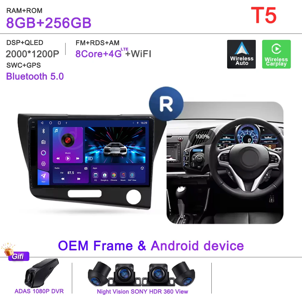 Android 16 2K Incell Scherm Multimedia Voor Honda CR-Z 1 CRZ LHD RHD 2010-2016 Stereo Head Unit GPS navigatie Hoge prestaties