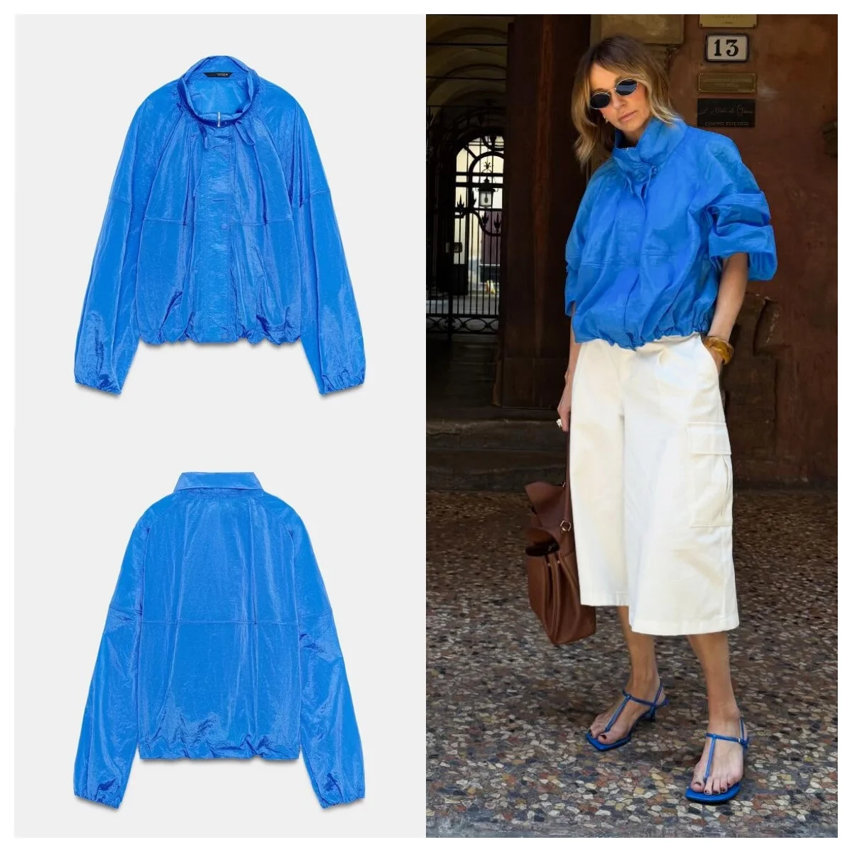 Guobioziy short windbreaker jacket loose fit high collar with drawstring zipper design elastic cuffs and hem outdoor sportsstyle