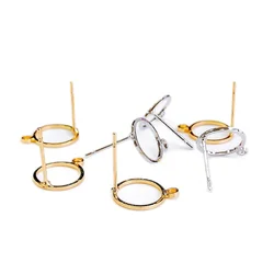 Gold Silver Color Plated Hollow-carved Earring Setting Round Cabochon Base Eardrop Accessories Copper Material DIY Craft 20pcs