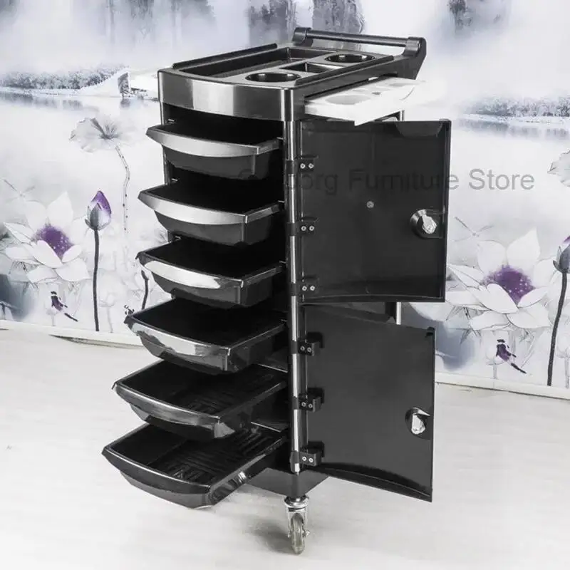 

Hair Delivery Cart Barber Salon Trolley Tool Furniture Pedicure Plastic Rolling Storage Cosmetics Cabinet Muebles Belleza Spa