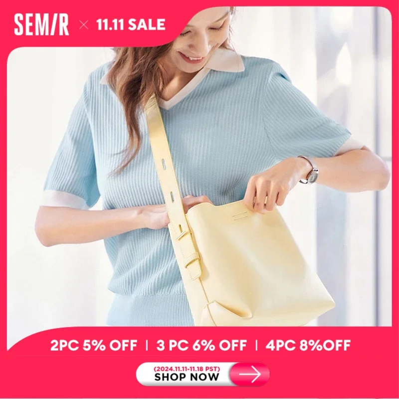 Semir Bucket Bag Women New Women Shoulder Bag Soft Leather Bag Popular Satchel Bag Commuter Christmas Bag