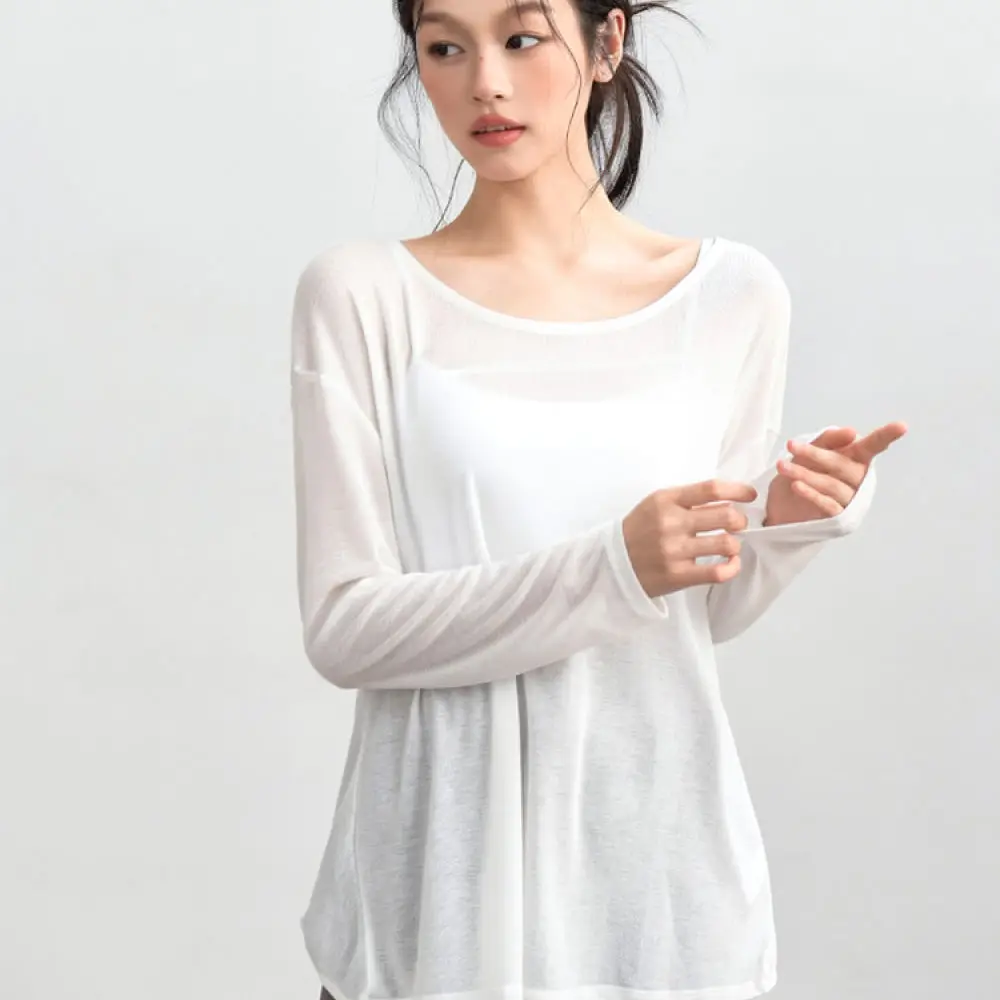 Loose Yoga Blouse Women Long Sleeve Shirt Quick Dry Breathable Fitness Apparel Running Training Gym Workout Top