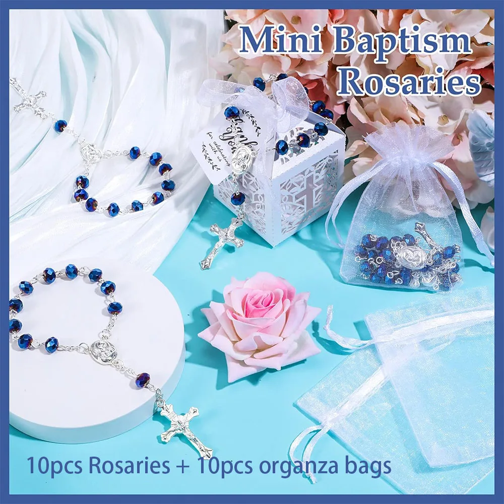 10-60 Sets Taufgeschenke Rosenkranz-Organzabeutel für Babyparty-Zubehör Geschenke für Taufe Erstkommunion – Detail 4