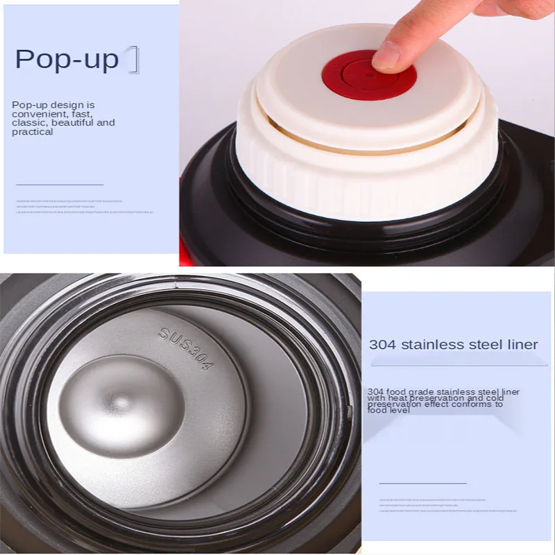 Boccette di grande capacità bottiglia d\'acqua bottiglia termica in acciaio inossidabile acqua sottovuoto bottiglia da viaggio all\'aperto tazza che