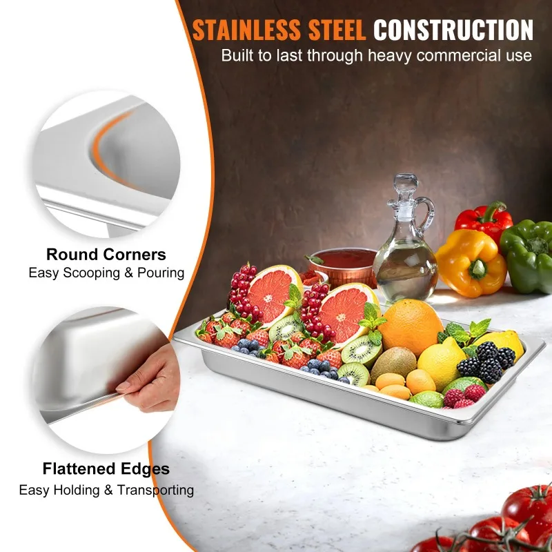 

【Premium】 8.5L-20.5L Buffet Chafing Dishes tronorm Pans Steam Table Pans Stainless Steel Food Container for Party BBQ Baking