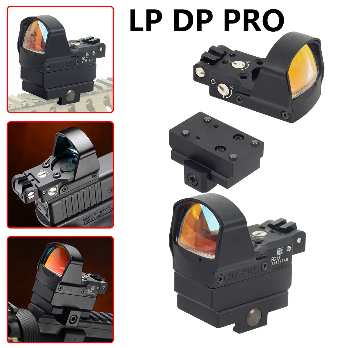 Tactical LP DP Pro Reflex Red Dot Sight With Airsoft KSC KWA Glock 1911 1913 Mount For Airsoft AR15 AK47 Hunting Riflescope