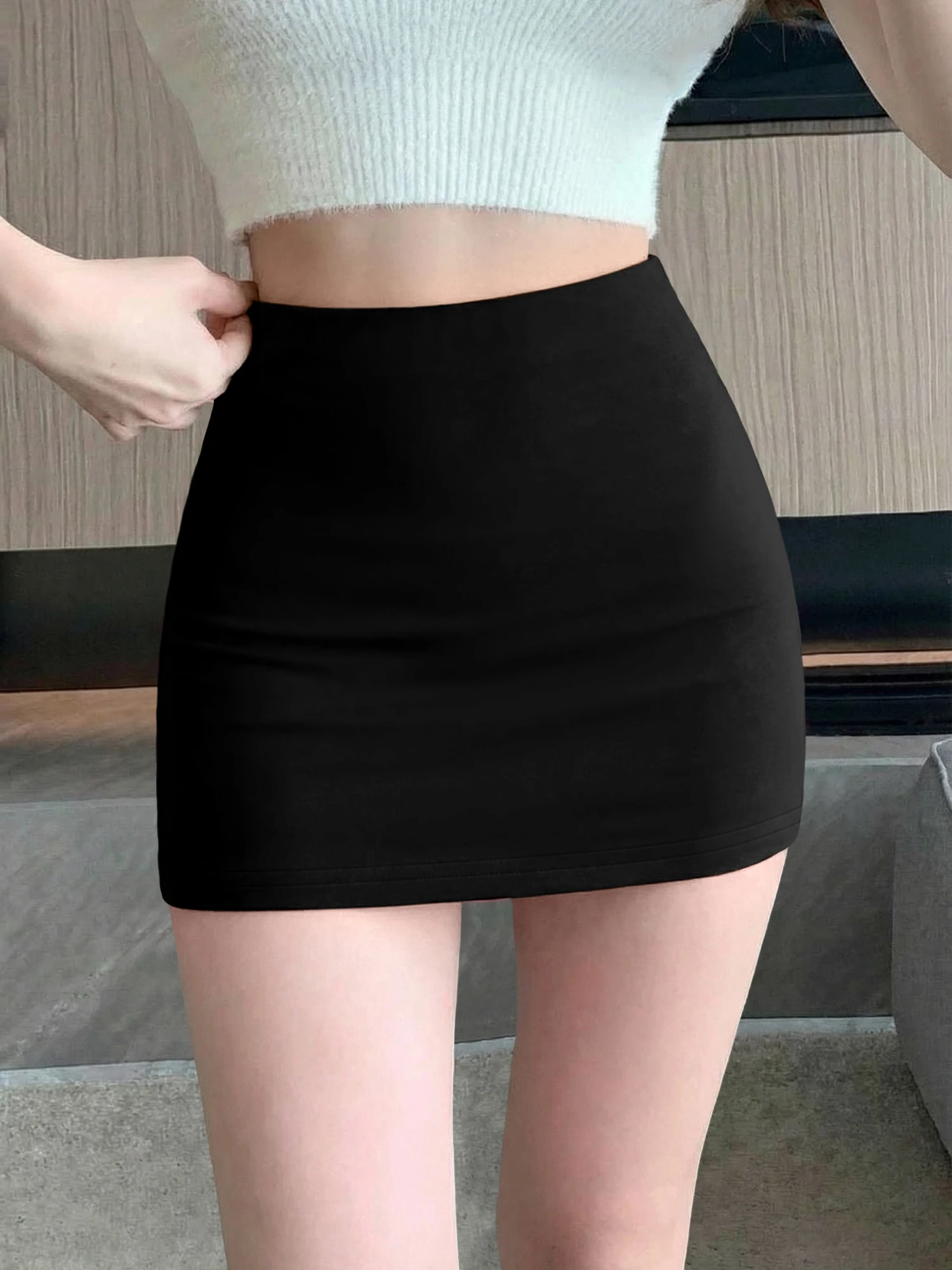 

Club Night Ready! Anti-Exposure Bodycon Mini Skirt, High Waist Design, Stretchy Fabric, Built-In Shorts For Confidence