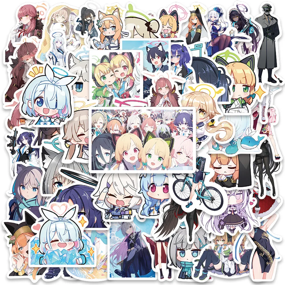 

50pcs Cartoon Anime Game Blue Archive The Animation Stickers Cute Water Bottle Sticker Luggage Laptop Guitar Diary Vinyl Decals