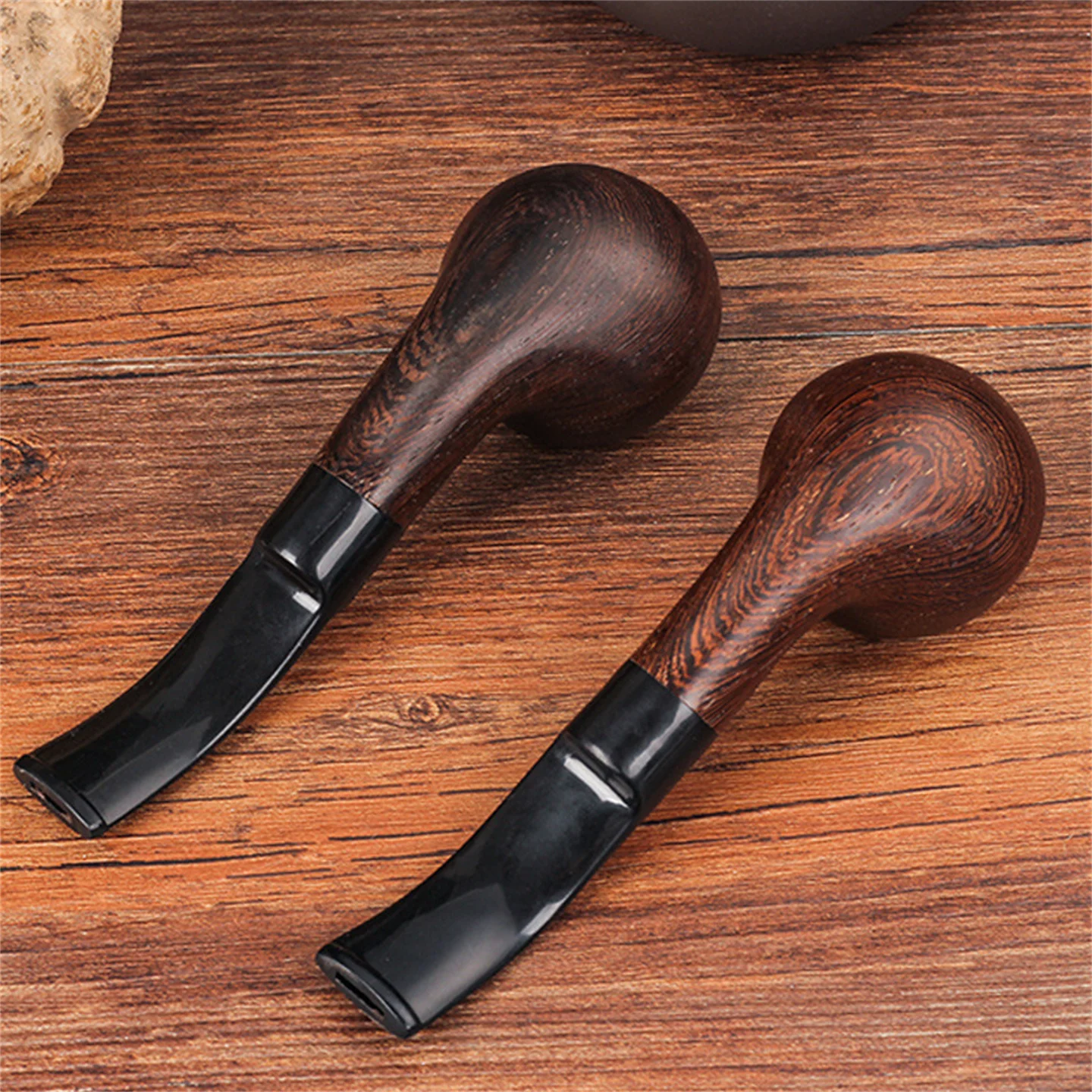 Apple Chicken-wingwood 9mm Filter Tobacco Pipe Retro Gentleman Bent Type Handle Smoking Pipe With Accessory Old Dad's Gift