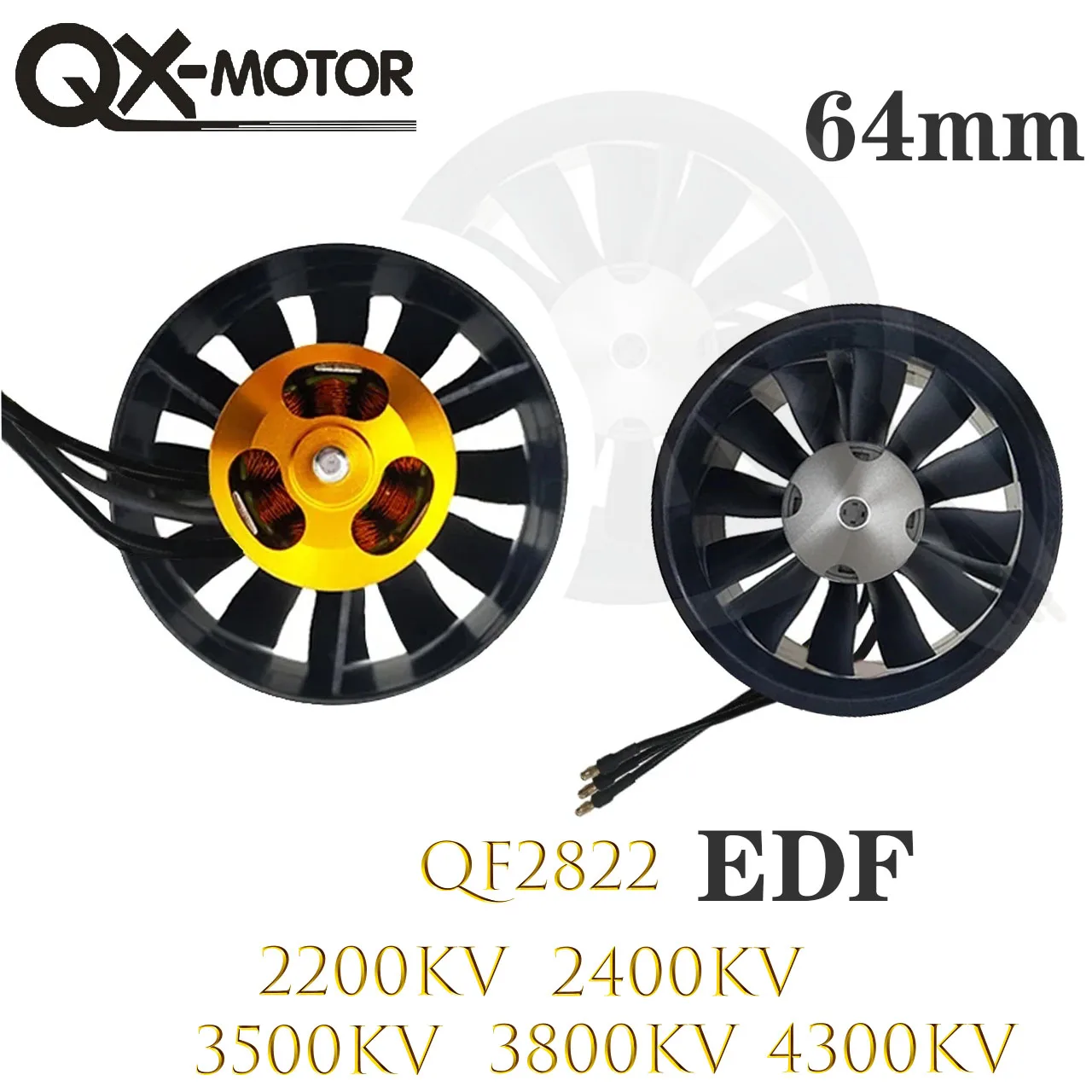 QX-MOTOR 64mm EDF 12-łopatkowy wentylator kanałowy QF2822-2200KV 2400KV 3500KV 3800KV 4300KV Silnik bezszczotkowy Zastosowanie 60A/80A 6S ESC