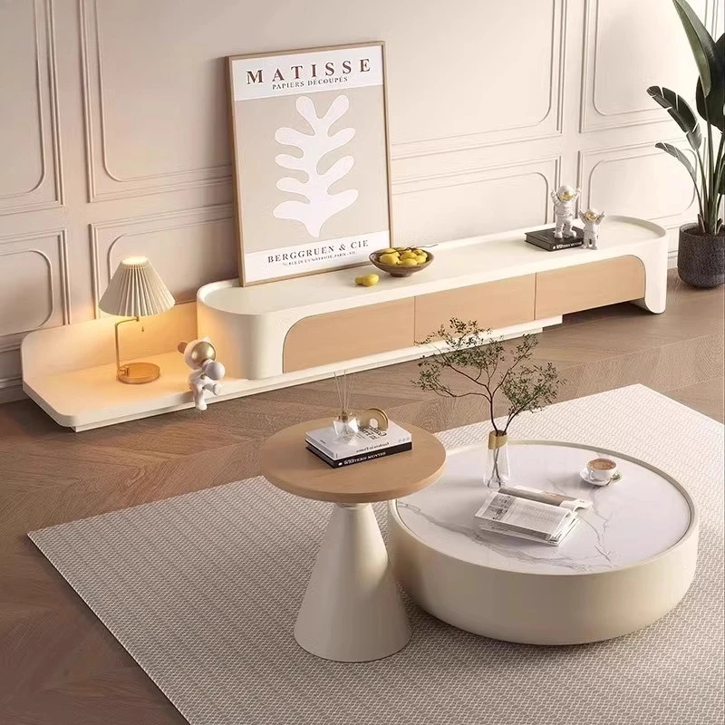 

Журнальный столик из цельного дерева, кремовый ветер, размер гостиной, напольный шкаф, простой бревенчатый цвет, эластичный шкаф для телевизора, комбинация