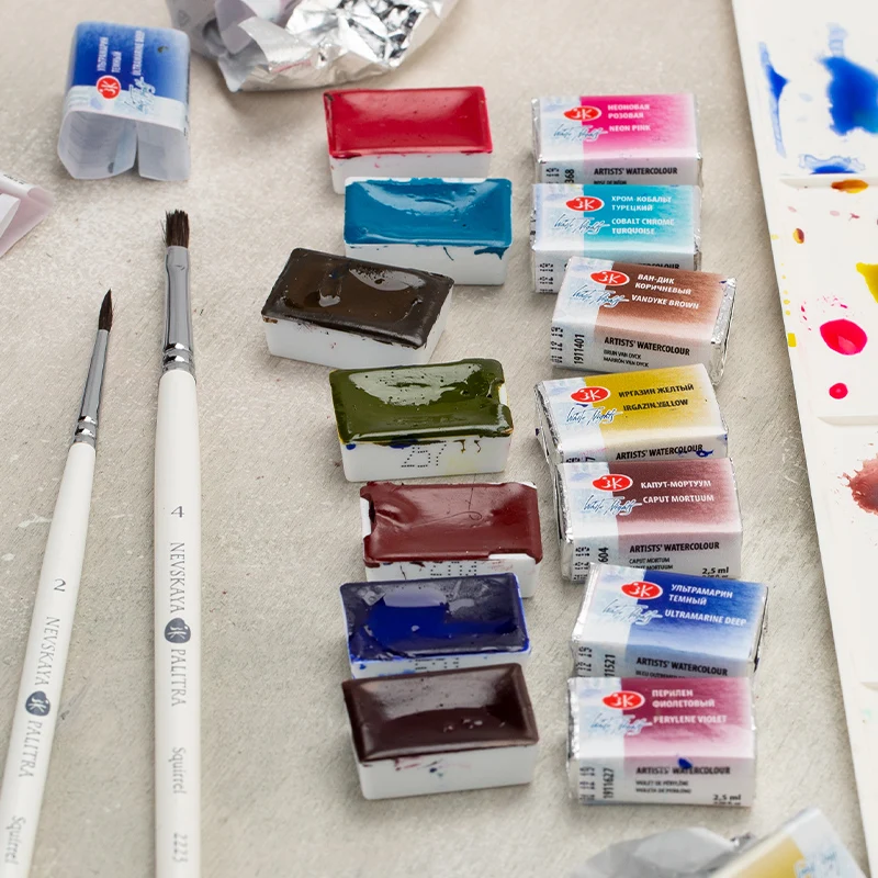 White Night 2.5ML Artist Grade Solid Watercolor Paint Art Students Outdoor Sketching Single Block Watercolor Paint Supplement