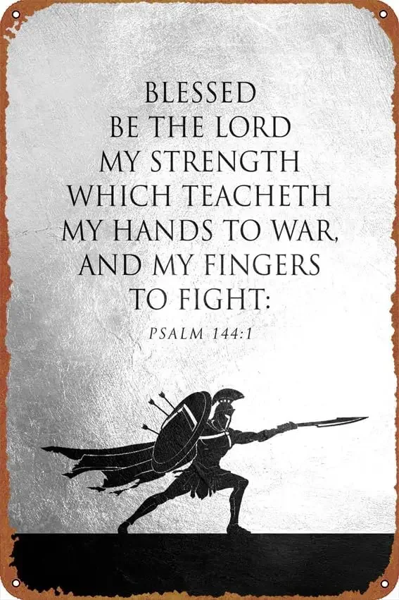 مزمور 144 1 ملصقات تحسين الذات علامات القصدير علب الفيلم المعدنية الرجعية لبار حانة المقاهي المنزلية جدار ديكور، 8 × 12 بوصة (20 × 30 سم)