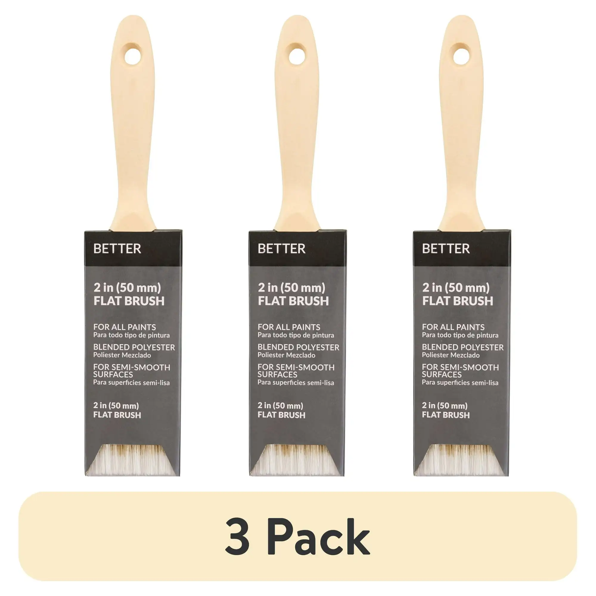 

(3 pack) BETTER 2" Blended Polyester Flat Brush