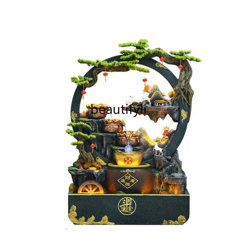 

X188 Large Rockery Water Curtain Wall Flowing Water Ornaments Lucky Fountain Fengshui Ball Living Room Club Courtyard Landscape