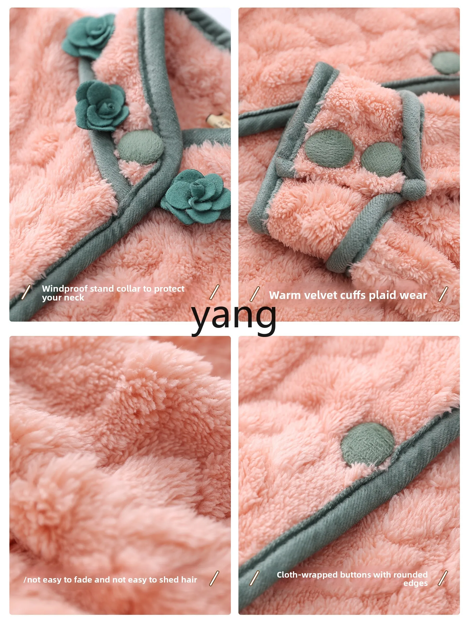 LMM autumn and winter coral fleece pajamas women's flannel nightgown fleece thickened warm long set