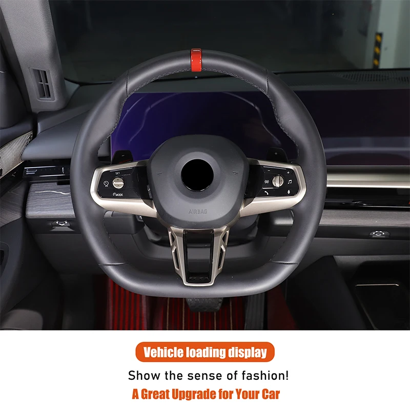 ABS Black For BMW 5 Series G60 2024+ X3 G45 2025 Car Steering Wheel Return To The Correct Mark Trim Cover Sticker  Accessories