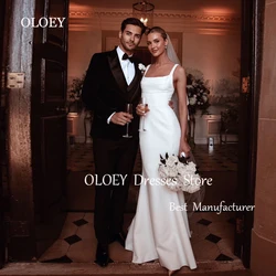 OLOEY Elegant Ivory Mermaid Wedding Dress Sleeveless Bridal Gown Square Collar Customized Plus Size Button Back