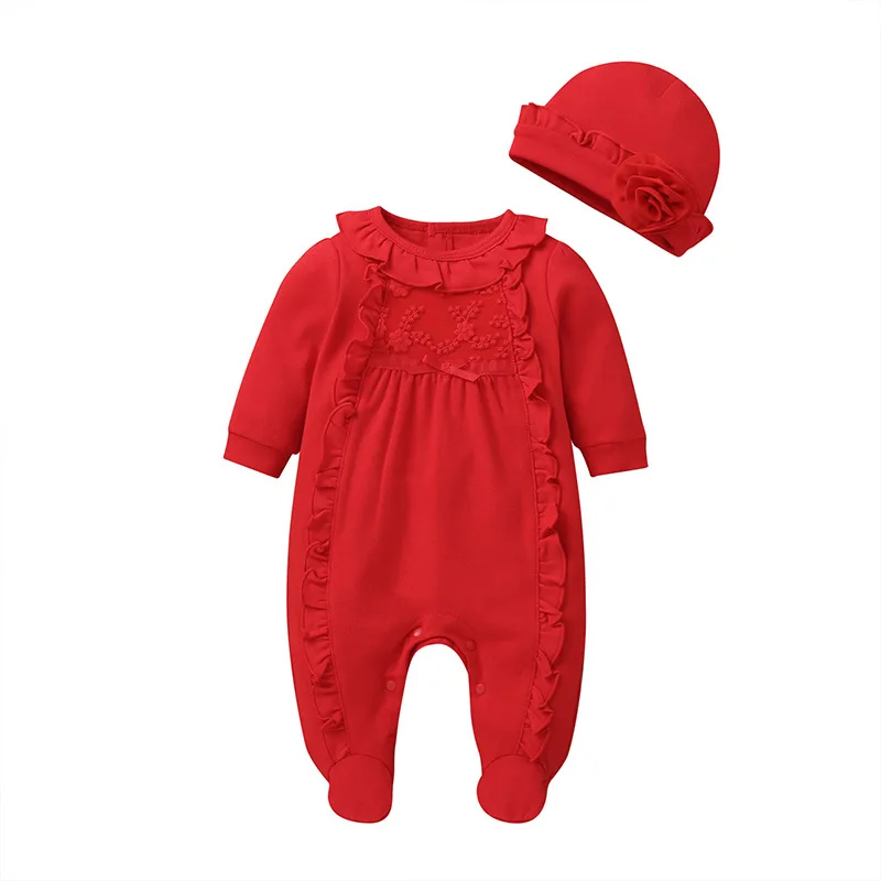 Spring and autumn sweet newborn baby girl baby clothes jumpsuit long sleeve climbing