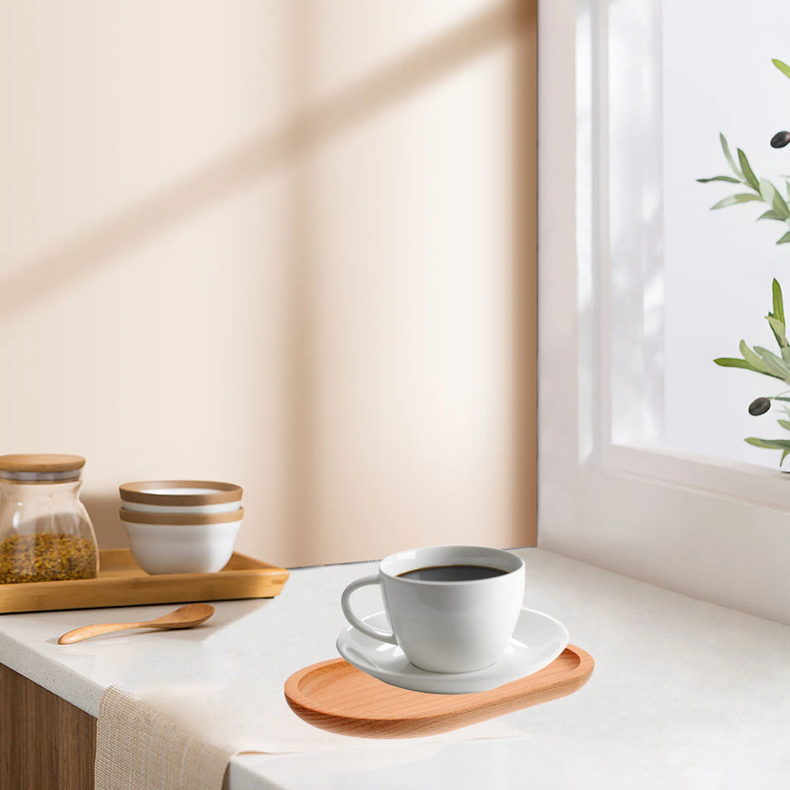 

2Pcs Wood Dessert Tray Food Serving Plate Wood Serving Tray Bread Server Wooden Food Board for Party Kitchen Supplies Fruit