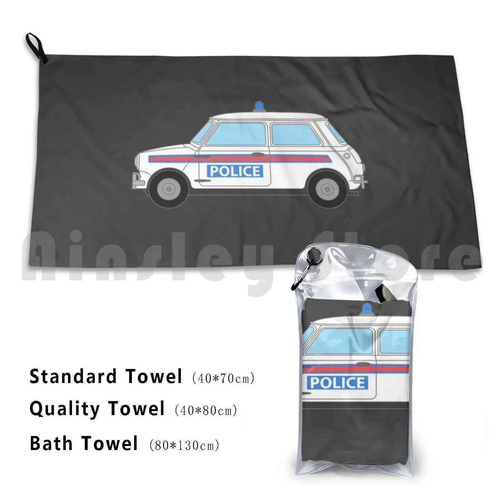 Morris Mini Cooper Police Car Beach Towel Quick Dry Quality Towel Morris Mini Mini Cooper Morris Cooper Austin Car City