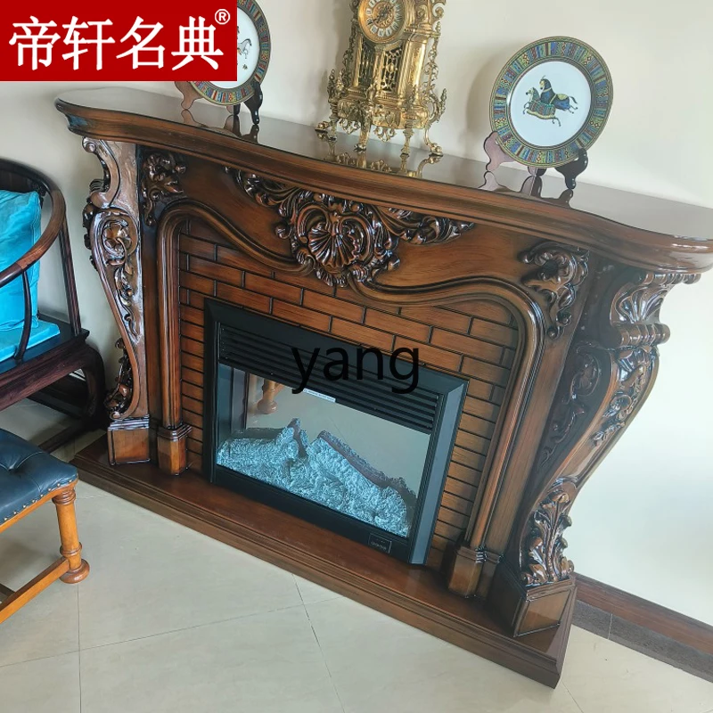 LH  European Fireplace American Solid Wood Fireplace Rack Decorative Heating LED Furnace Core