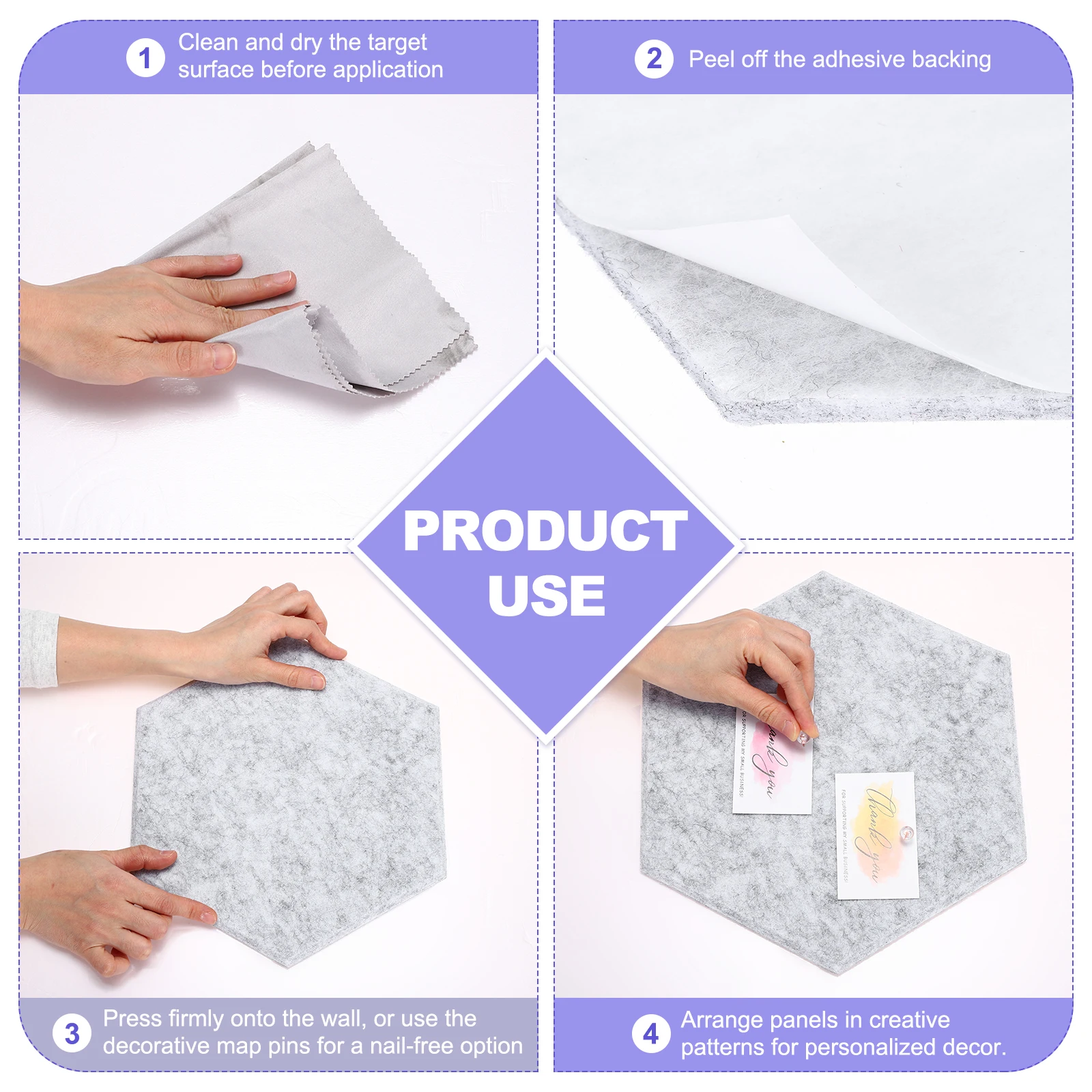 8Pc Hexagon Acoustic Panels 30x26cm B1 Fireproof Soundproof Foam Panels with 30 Push Pins for Wall Decoration Home Studio Office