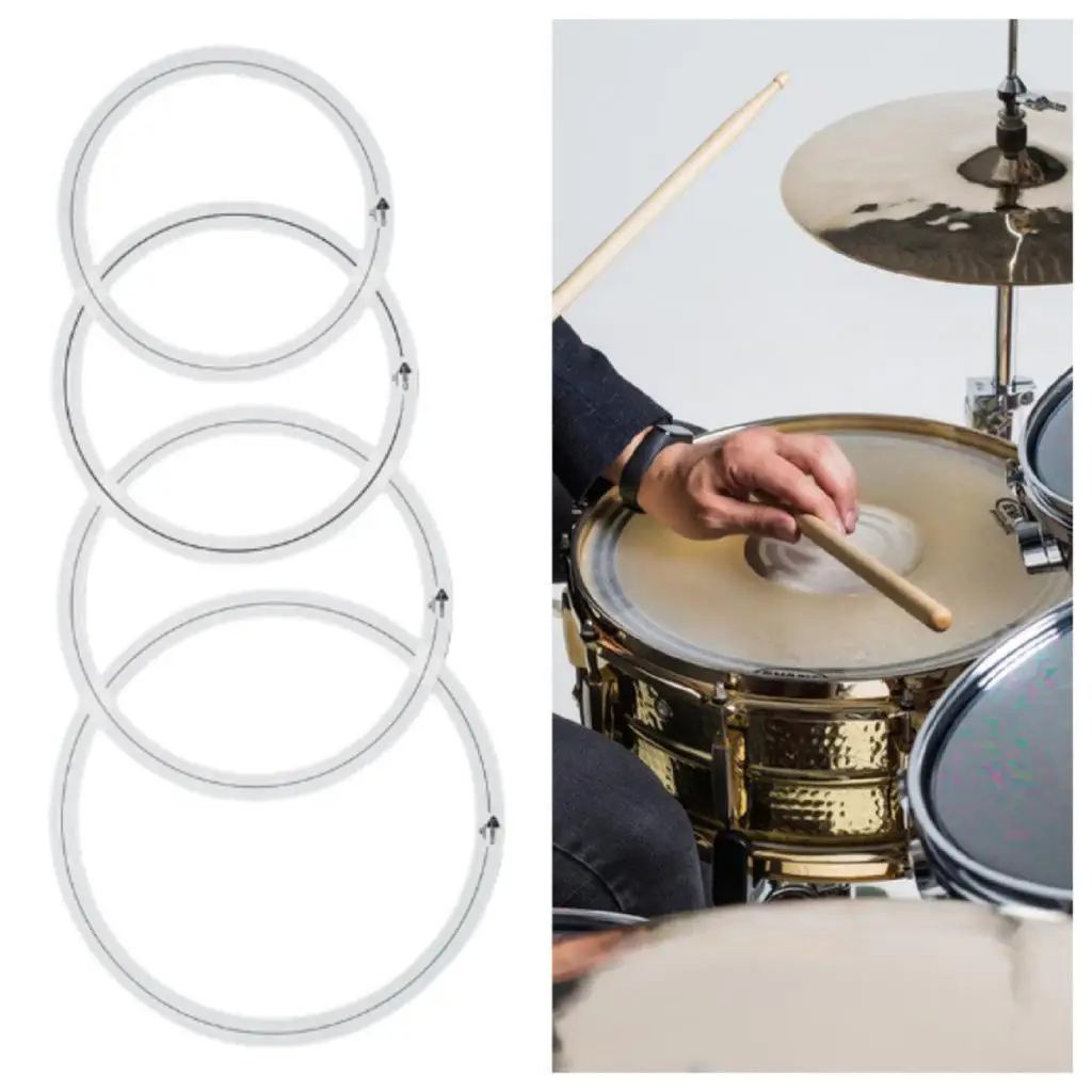 Percussion Drum Mufflers Polyester Film Drum Damper Ring Kit for 12inch 13inch