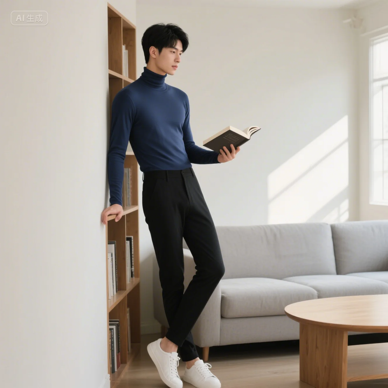 

Autumn Winter Men's Warm Semi High Neck Fashionable Warm Underwear Men's High Neck Basic Long Sleeved T-shirt Pullover