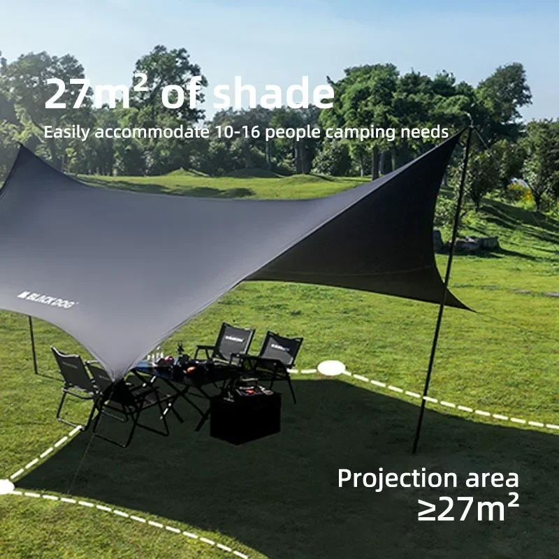 new Naturehike BLACKDOG Camping Sun ShelterBlack Coating Awning 10-16 Person 27m' SunshadeOutdoor Beach Canopy Tarp Waterproof
