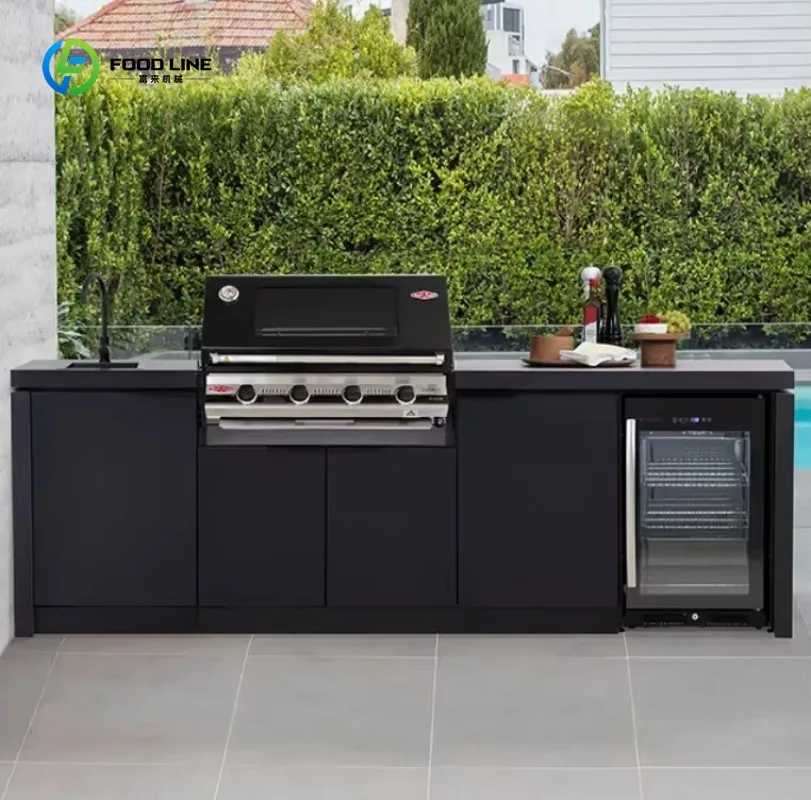 Custom High-Quality Stainless Steel Outdoor Kitchen Cabinet with Modern Laundry Sink and Glass Door - Perfect for Small Kitchens