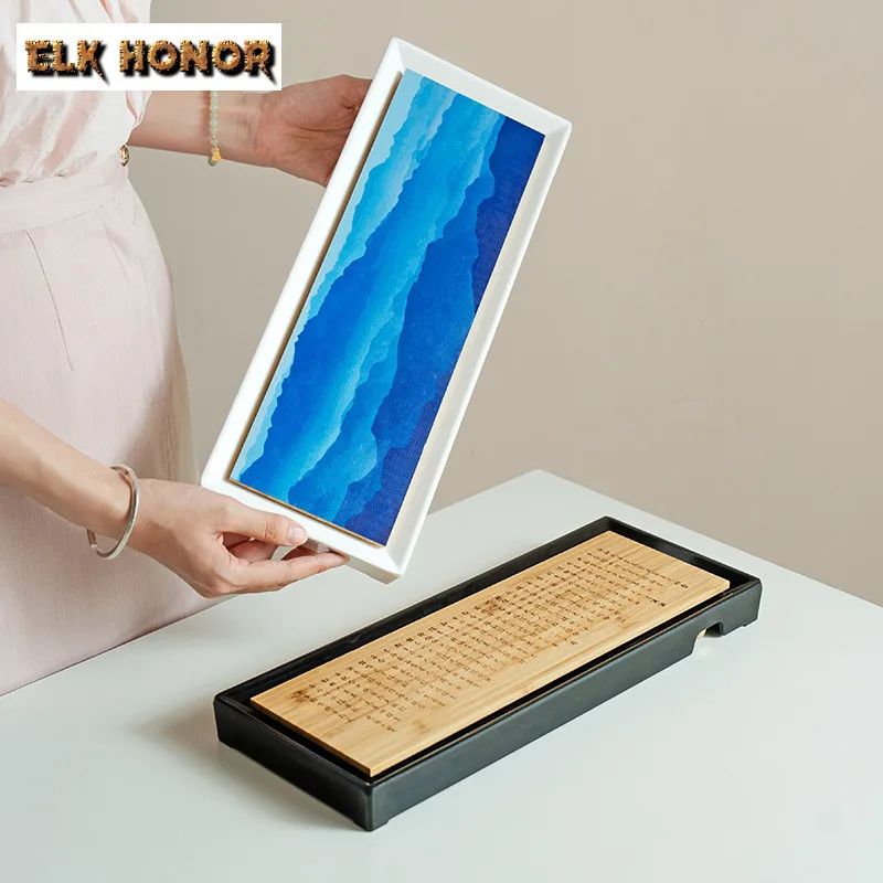 

Mountain Rectangular Drain Tea Tray Japanese Cuisine Table Coffee Storage Board Organizers Desk Dishes for Serving Tea Items