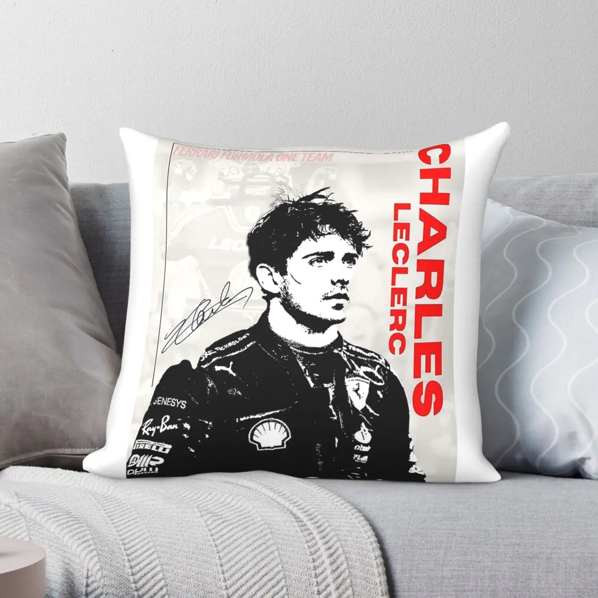Charles Leclerc Chuck Pillowcase Polyester Linen Velvet Printed Zip Decor Pillow Case Sofa Seater Cushion Case Wholesale