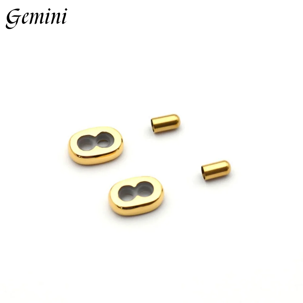 10 sets Stainless Steel Double Hole Adjustment Beads End Caps Non-slip Silicone Ring Stopper Spacer Beads for Bracelets Jewelry