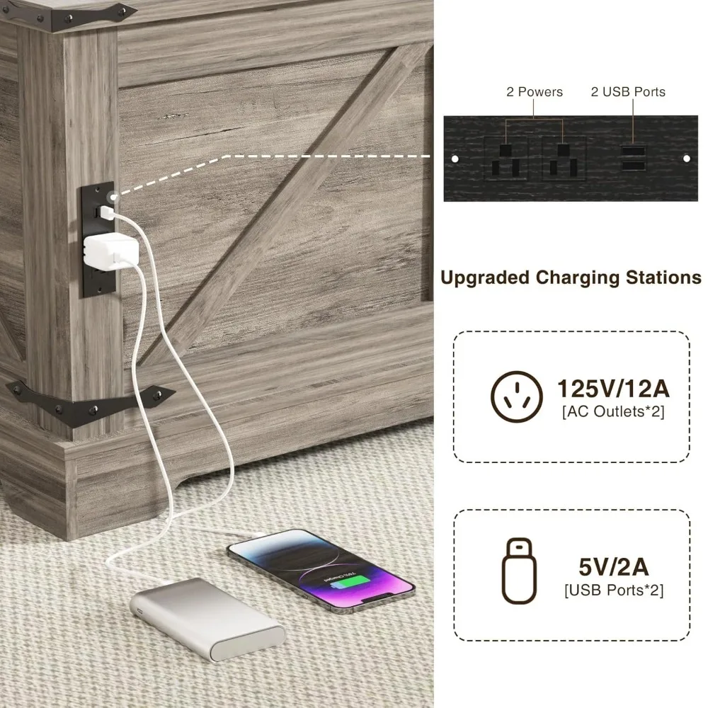 

Coffee Table with Storage, 31.5" W Farmhouse Lift Top Wood Square Center Table with Charging Station, Rustic Cocktail Tables