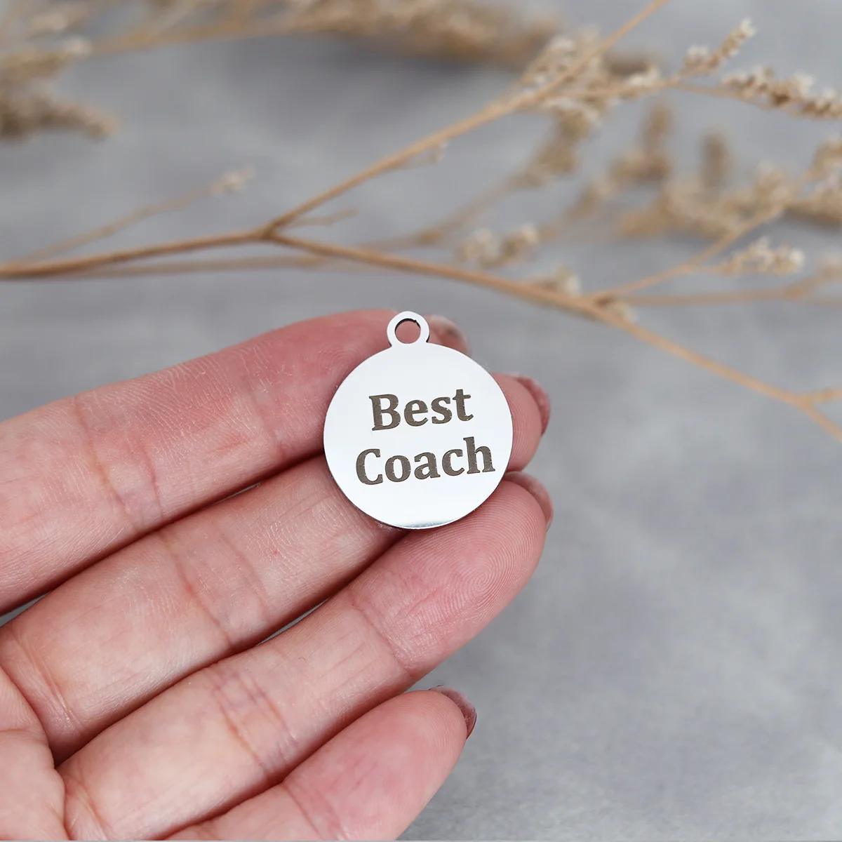 3pcs/Lot Laser Engraved Word Best Coach Stainless Steel Charm for Jewelry Making Handmade Craft Material Teacher's Gift