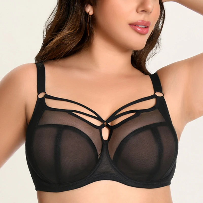 Sujetador reductor de vendaje para mujer, cobertura completa, sin relleno, con aros, transpirable, talla grande, lencería Sexy 38 40 42 DD FF GG HH