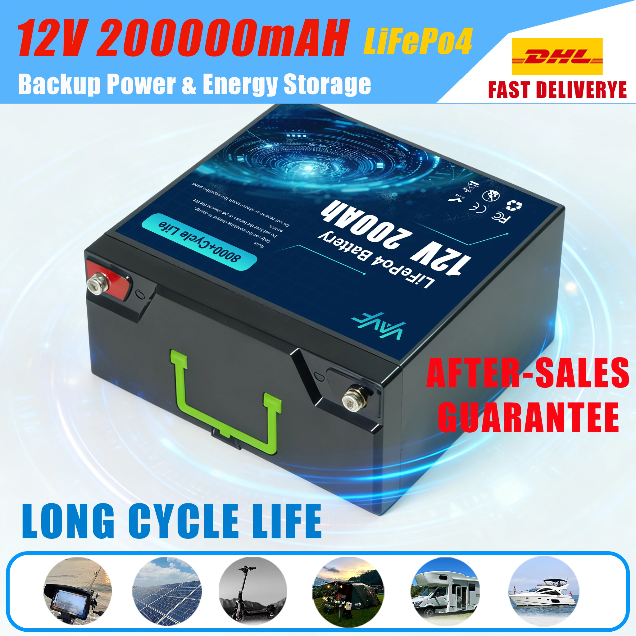 

Аккумулятор LiFePO4 12В Встроенная система защиты BMS 14 Ач, более 2000 циклов, подходит для солнечных энергетических систем Автодома/кемперы, морские лодки