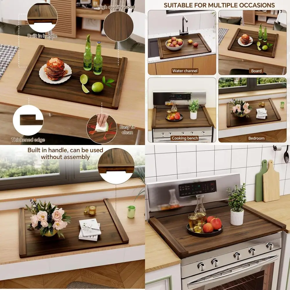 

Rustic Wooden Stove Cover, 30x22, for Electric & Gas Stoves, Decorative Kitchen Serving Tray